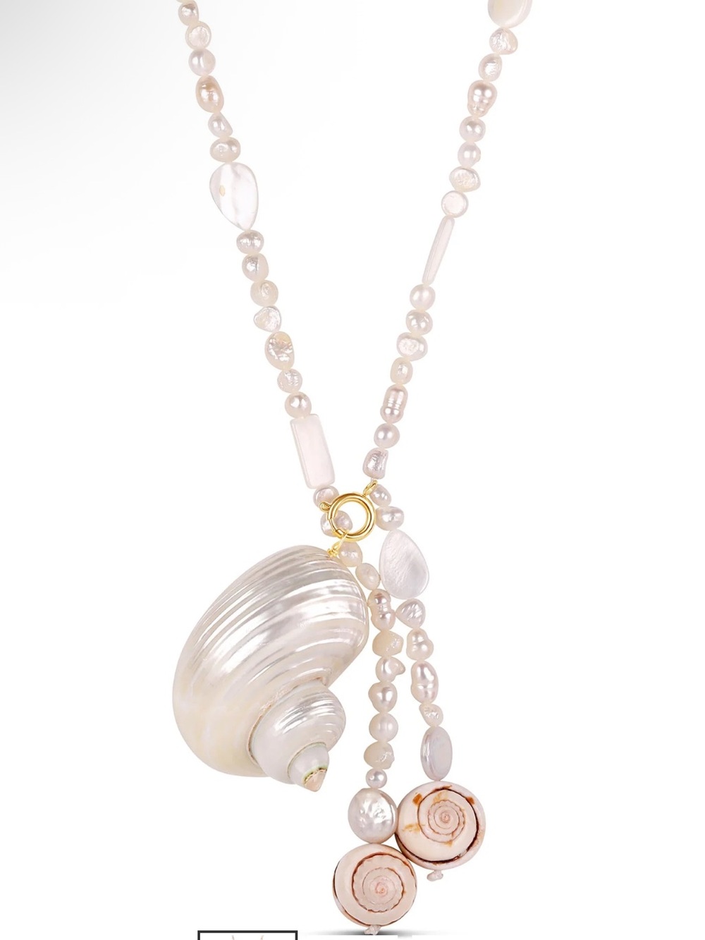 Mayamar authentic Snail Shell covered in Mother of Pearl Adjustable Necklace